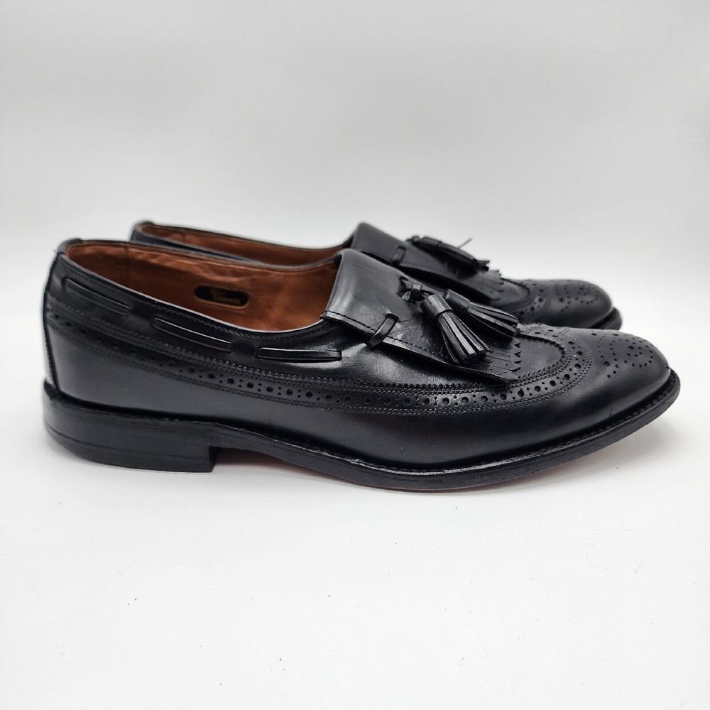 Allen Edmonds 'Arlington' Black Longwing Kiltie Tassel Loafers Size 10A Men Shoe